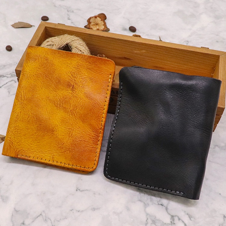 Ví Da Bò Dáng Đứng Cầm Tay Màu Trơn Đơn Giản Phong Cách Retro Thời Trang Cho Nam