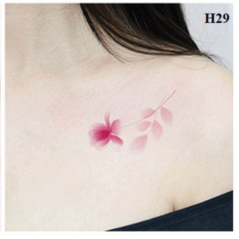 Hình xăm hoa màu loang h29. Xăm dán tatoo mini tạm thời, size &lt;10x6cm