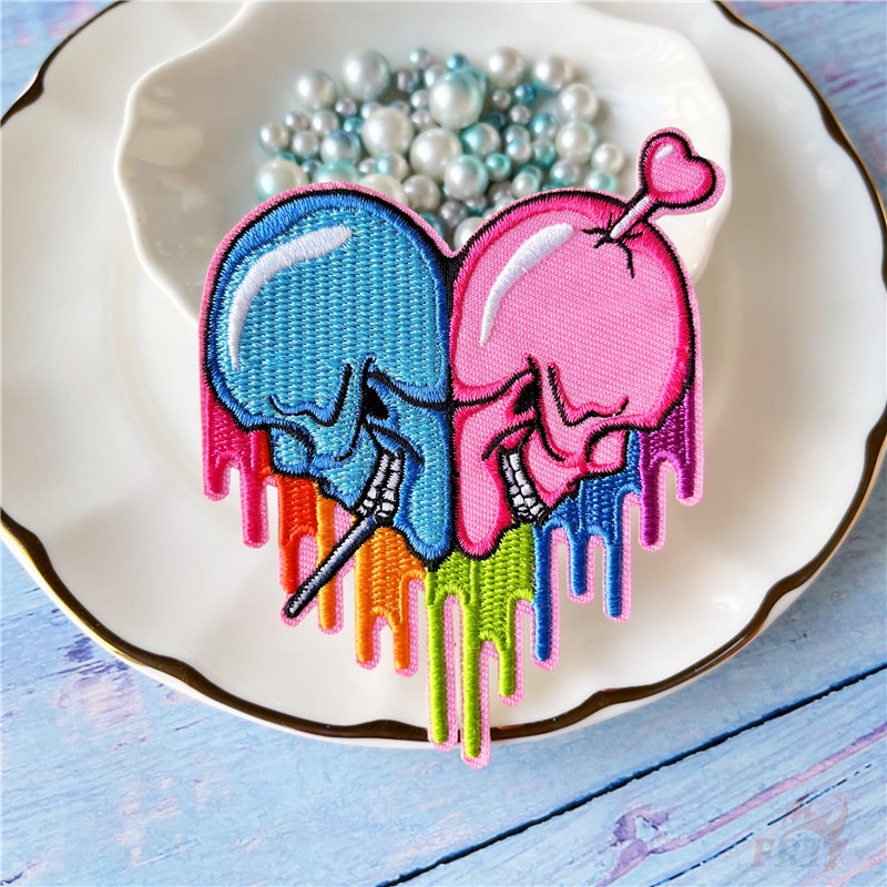 ☸ Sticker Ủi Thêu Hình Đầu Lâu Phong Cách Harajuku ☸ 1 Sticker Ủi Thêu Hình Huy Hiệu