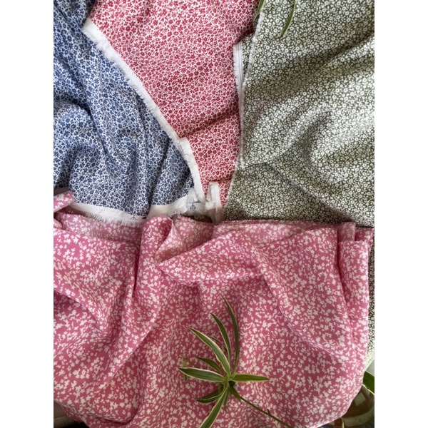 Vải đũi cotton hoa nhí vintage
