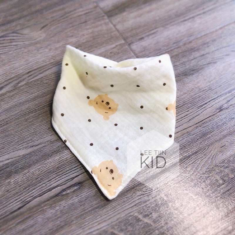 Yếm tam giác xô muslin 4 lơp hình gấu, thỏ siêu xinh cho bé trai, bé gái