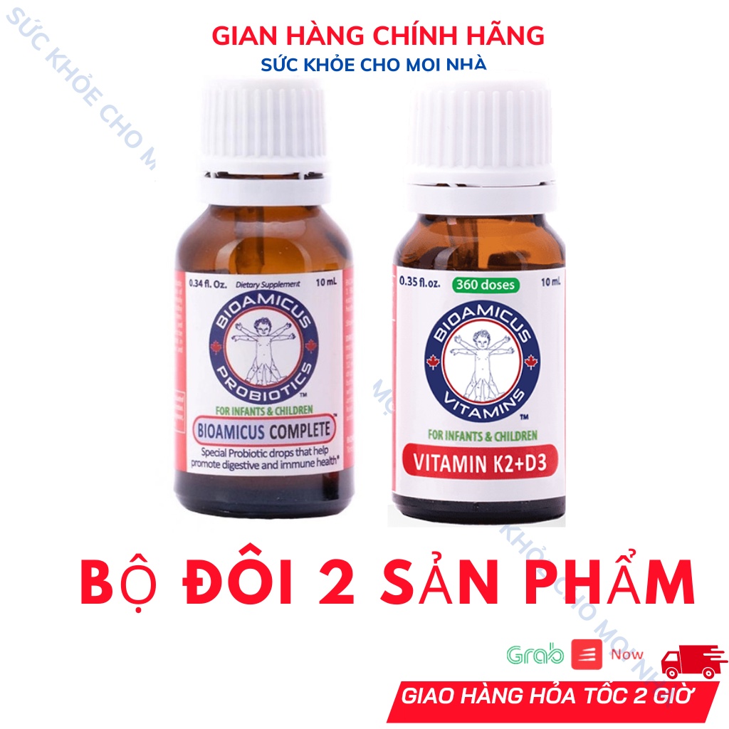 Bộ đôi giúp bé ăn ngon tiêu hóa tốt,phát triển chiều cao.bioamicus complete men 10 chủng.vitamin d3k2.suckhoechomoinha
