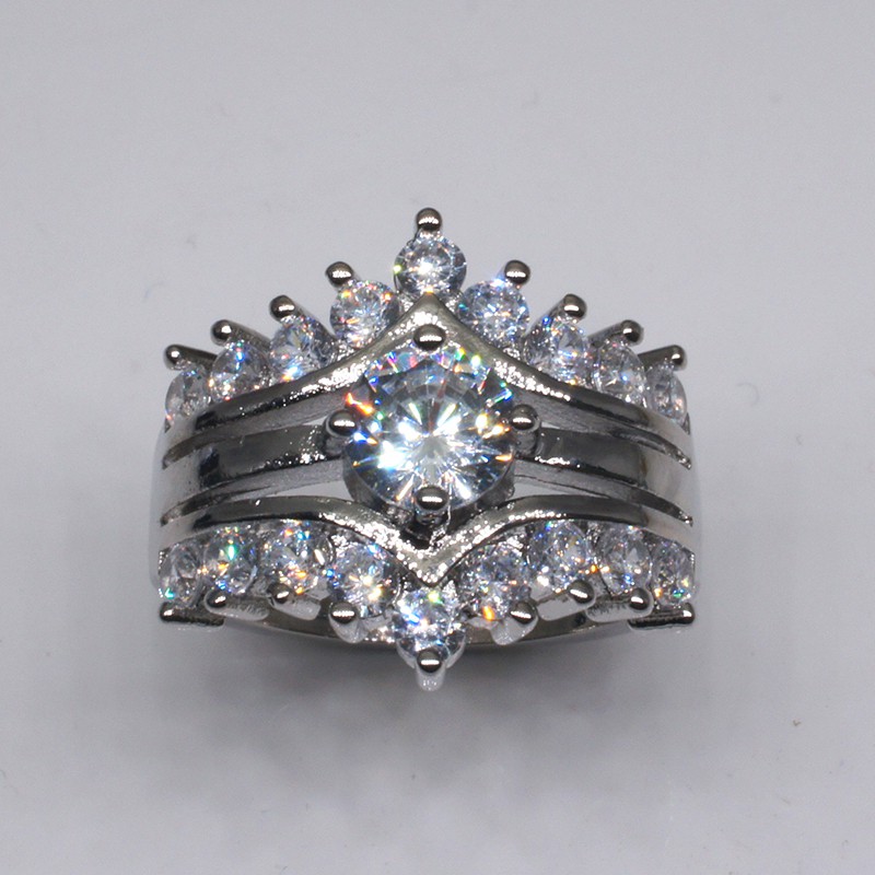 Set nhẫn bạc 925 đính kim cương nhân tạo cho nữ