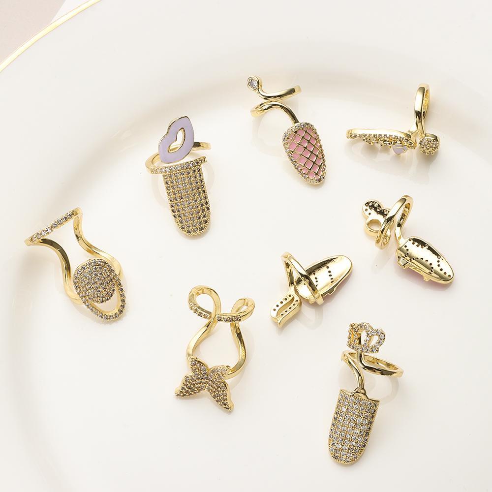 YVE Nhẫn Bảo Vệ Móng Tay Màu Vàng Kim Thời Trang