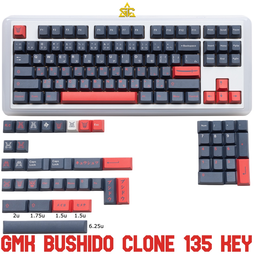 Keycap GMK BUSHIDO Clone 135 nút bàn phím cơ Thick PBT CHERRY Profile