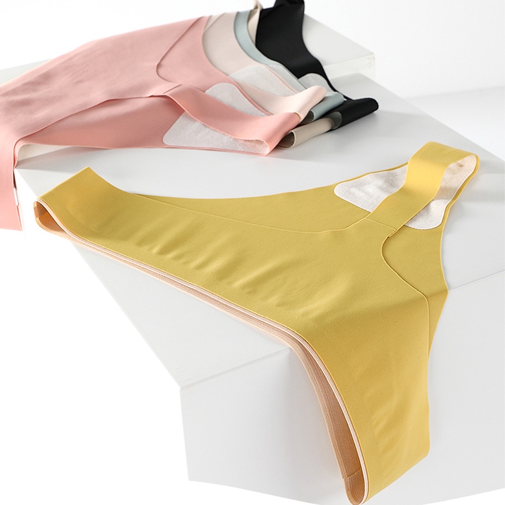 Quần lót lọt khe không đường may màu trơn đũng cotton lụa lạnh thời trang quyến rũ cho nữ