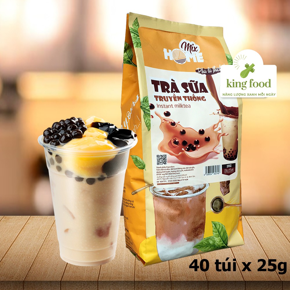 Bột Trà Sữa Truyền Thống Home Mix - Trà Sữa Hòa Tan Bịch 1kg (40 gói x 25g) - Thơm Ngon Hảo Hạng Vô Cùng Tiện Lợi