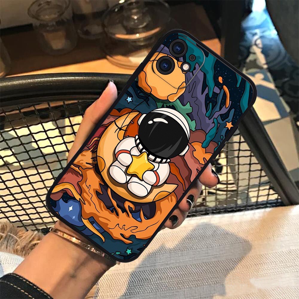 Ốp lưng iphone hình phi hành gia chống sốc cạnh vuông bảo vệ camera cho 7plus/8plus/x/xs/xsmax/11/12/13/14/pro/promax