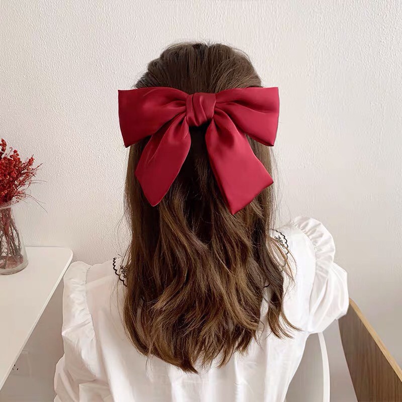 Kẹp tóc nơ lụa phong cách Hàn Quốc cặp tóc tiểu thư dễ thương cho nữ xinh xắn đáng yêu cute bản đẹp Miituu NLHQ