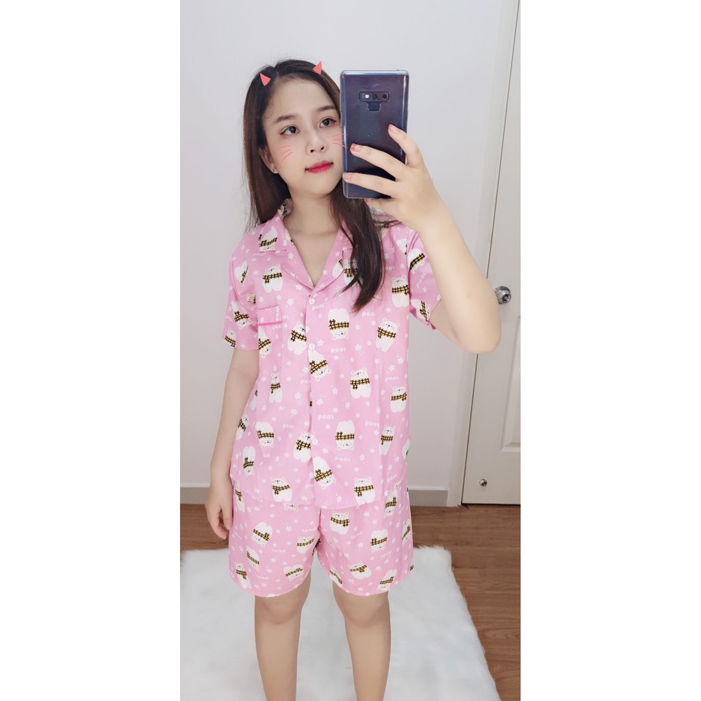 Đồ Bộ Pijama Kate Thái Hình Dễ Thương Tay Ngắn Quần Đùi Không Viền Dưới 58KG P1