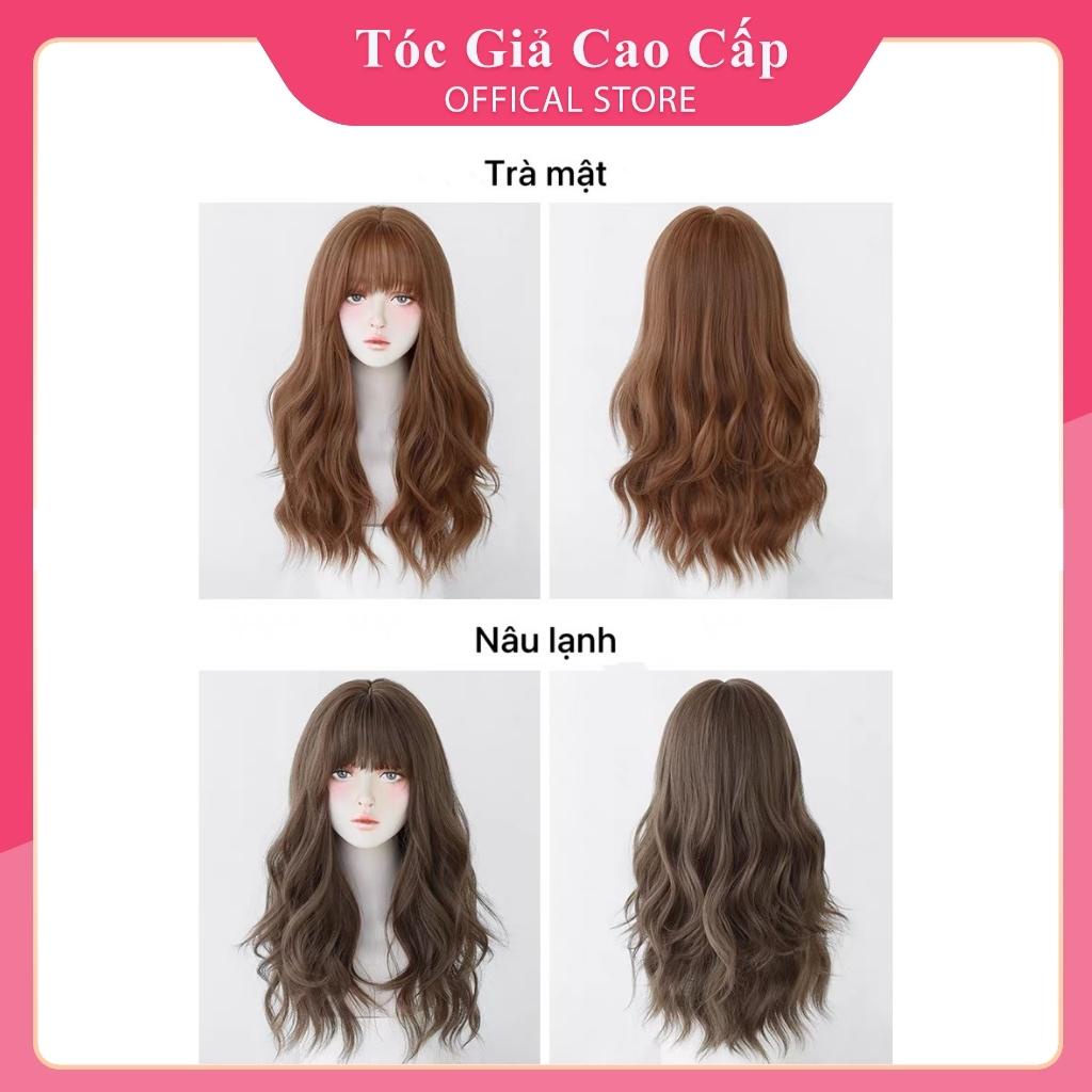 Tóc giả nữ đẹp nguyên đầu xù sóng dài mẫu mới, tặng kèm lưới trùm, C8269