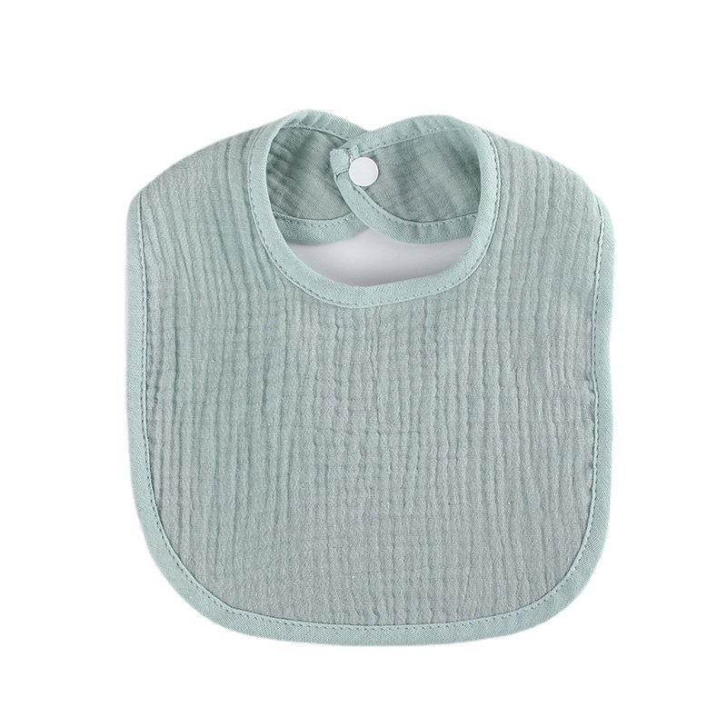 Yếm ăn Cotton cổ tròn màu trơn chống thấm nước thời trang mới cho bé