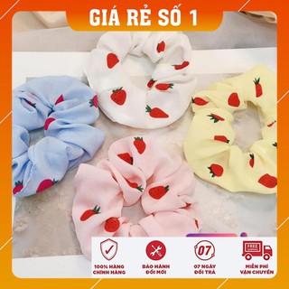 [FREESHIP - HÀNG ĐẸP] Cột tóc, buộc tóc vải Scrunchies Dâu Tây siêu xinh
