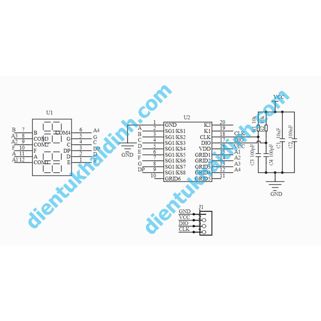 module 4 led 7 đoạn 0.36 inch, IC Tm1637 5v30mA kde3276