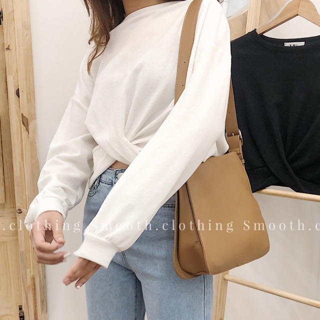 Áo nỉ xoắn eo