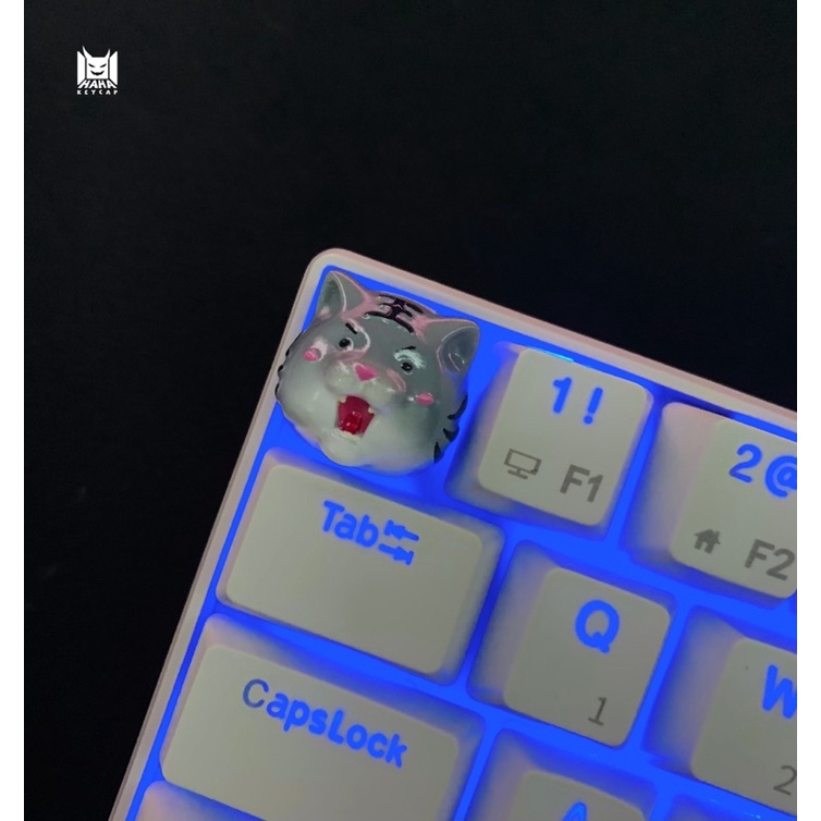 Nút bàn phím cơ hình hổ mắt tròn màu trắng xám / Resin keycap/ Keycap set/ Esc keycap/ Gift for gamer