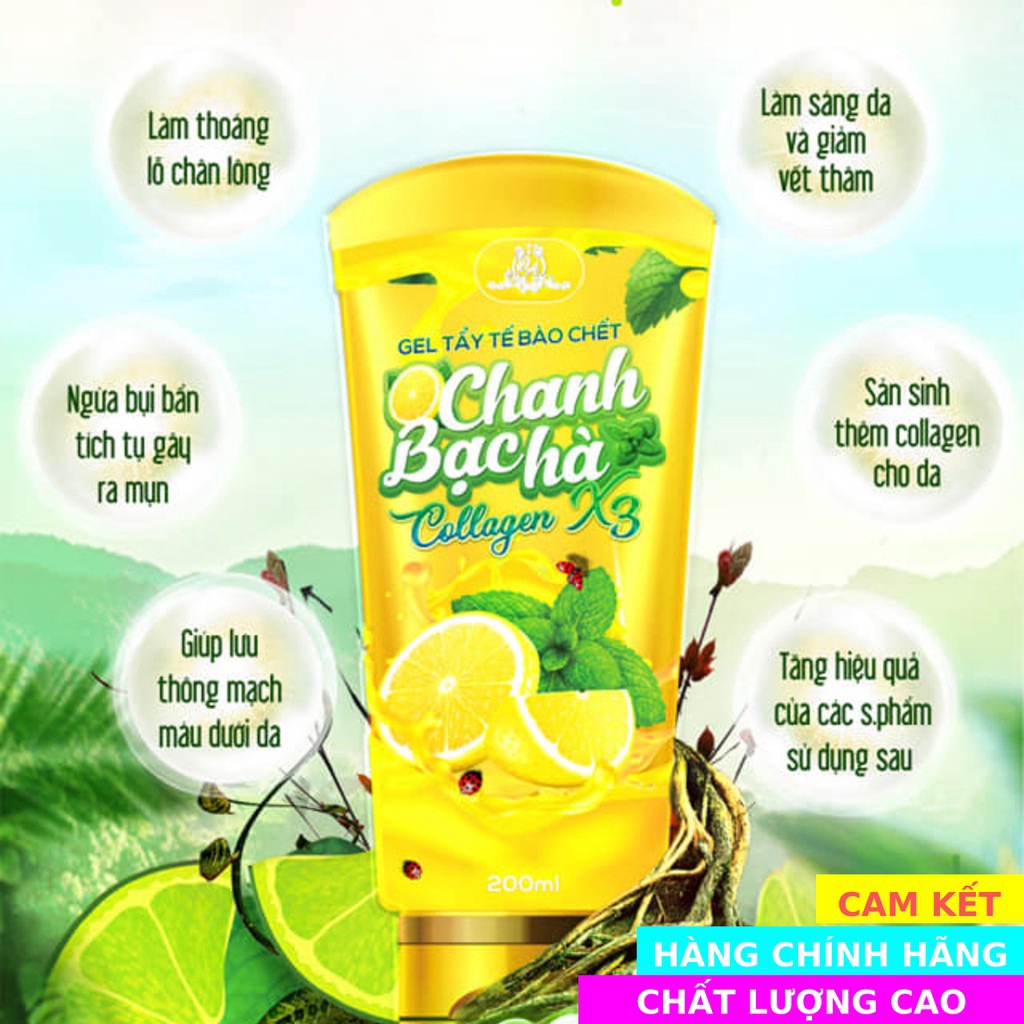 Gel Tẩy Tế Bào Chết Chanh &amp; Bạc Hà Collagen X3 (Chính Hãng)