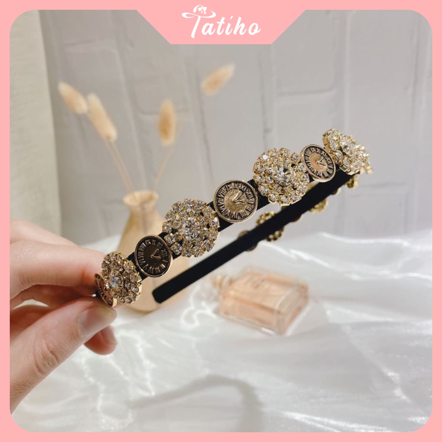 Cài Tóc Unisex, Băng Đô Phối Đính Đá Phong Cách Vintage Thời Trang Hàn Quốc Hottrend  - TATIHO - Mã CT012