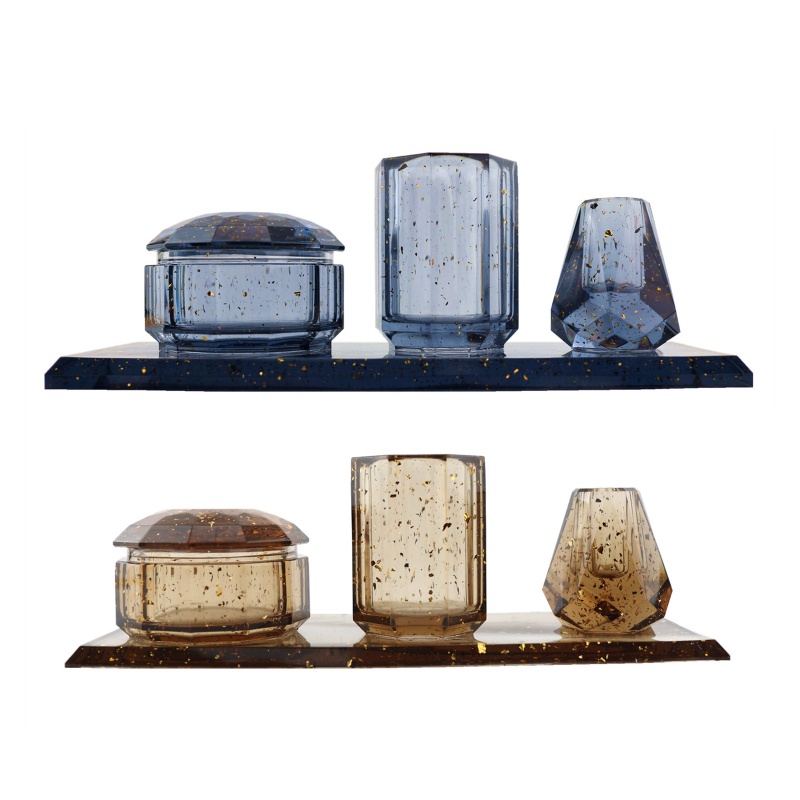 Set 4 Khuôn Silicone Làm Giá Đỡ Bàn Chải Đánh Răng / Cốc Đánh Răng Bằng Nhựa Resin