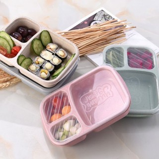 Hộp đựng đồ ăn trưa một lớp có 3 ngăn từ rơm lúa mì thân thiện với môi trường
