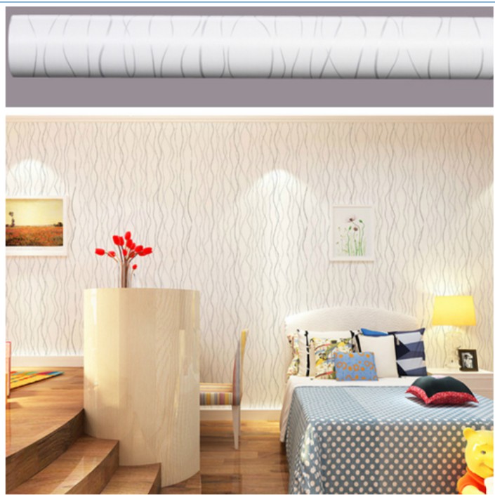 Cuộn 10m giấy dán tường vân trắng khổ rộng 45cm