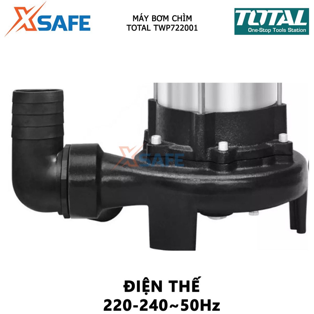 Máy bơm chìm nước sạch TOTAL TWP722001 Máy bơm chìm tự động 220V 2200W(3.0HP), bơm cao tối đa 13m, mô tơ dây đồng