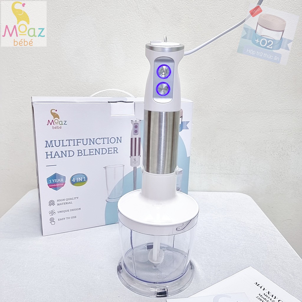 Máy xay cầm tay đa năng 3in1 MOAZ BEBE MB-026 &quot;Máy xay đồ ăn dặm cho bé'' - Bảo hành 12 tháng