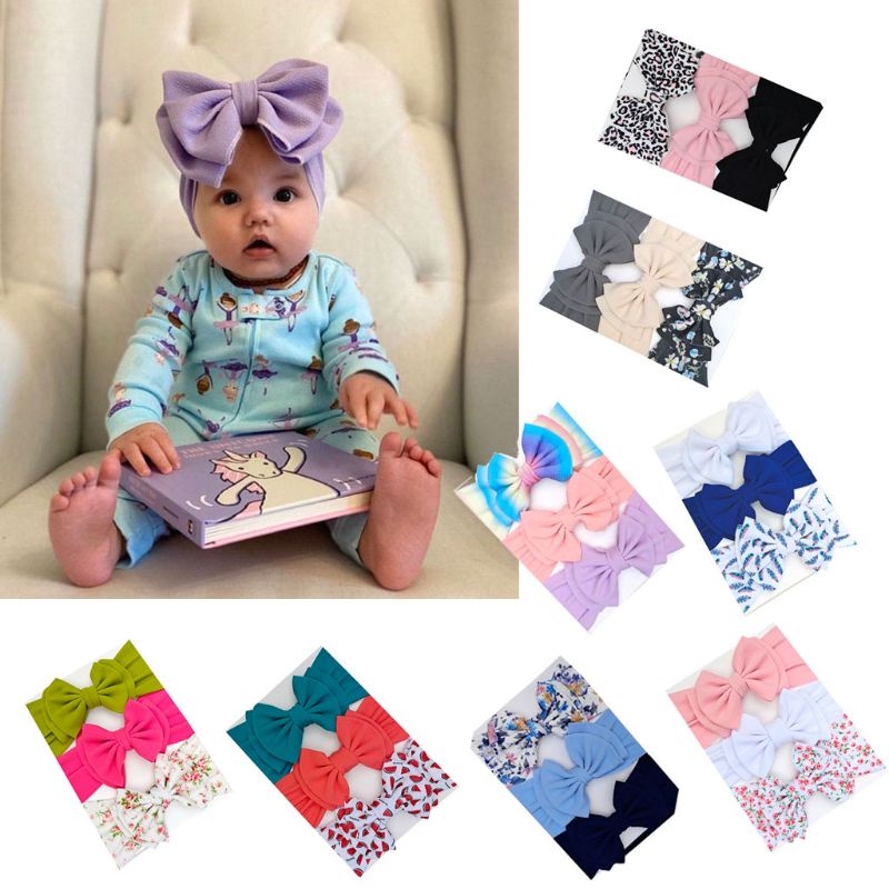 Set 3 Băng Đô Ruy Băng Co Giãn Làm Phụ Kiện Chụp Ảnh Cho Bé Gái Sơ Sinh