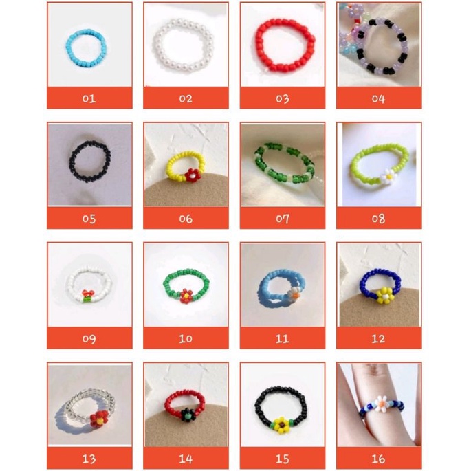 Nhẫn hạt cườm nhiều màu handmade