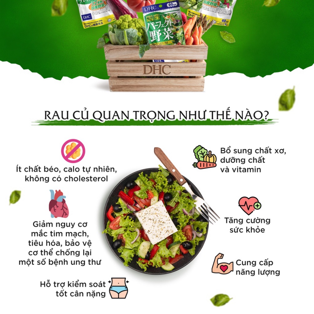 Viên uống DHC rau củ Nhật bản bổ sung vitamin rau củ quả Premium Vegetable 30 ngày - Chính Hãng