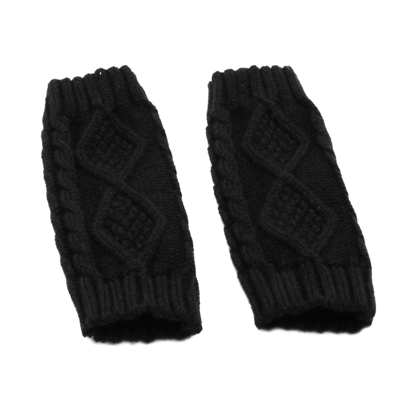 Găng Tay Len Dài Hở Ngón Giữ Ấm Cho Nữ