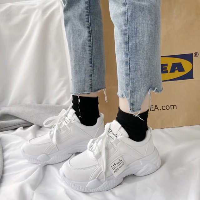 Giày thể thao nữ S15 chất đẹp da PU đế cao 4cm | BigBuy360 - bigbuy360.vn