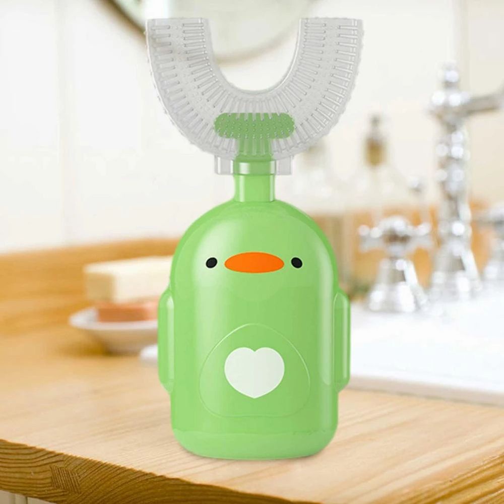 [Hàng mới về] Bàn chải đánh răng hình chữ U bằng silicon mềm làm sạch 360 độ cho bé 2-12 tuổi