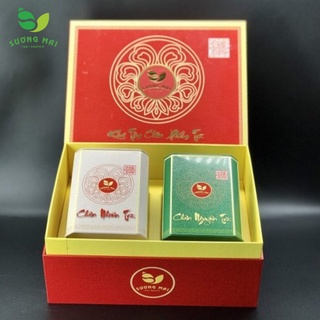 Hộp Quà Tặng Sương Mai Khai Tâm Tứ Phẩm Trà - 2 Hộp Trà Bằng Thép SM00268