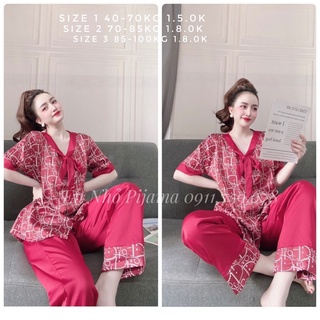 Bigsize Satin Phối cổ Tim 40-110kg dài tay ngắn