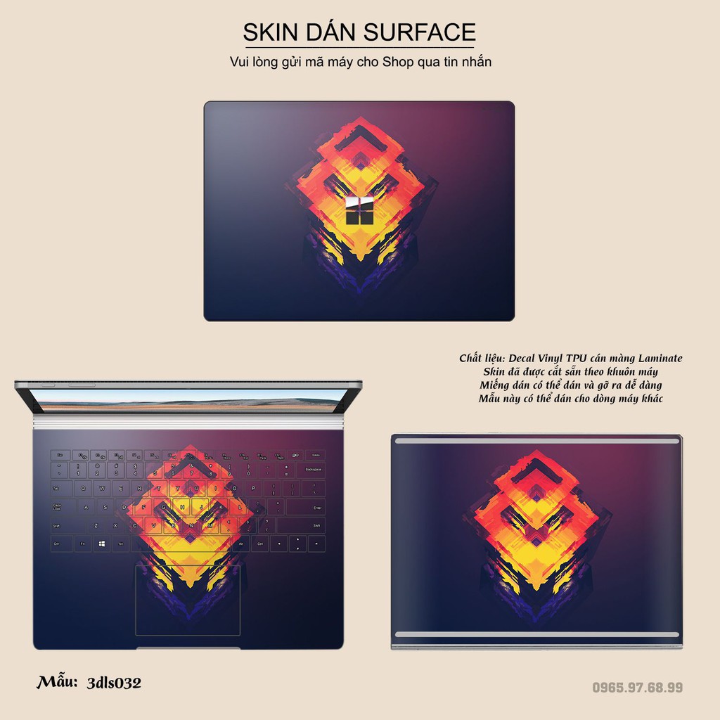 Miếng dán Skin bảo vệ mặt lưng Surface Pro 2/ Pro 3/ Pro 4/ Pro 5/ Pro 6/Pro 7/Pro X / Surface Go /Book in hình sưu  tầm