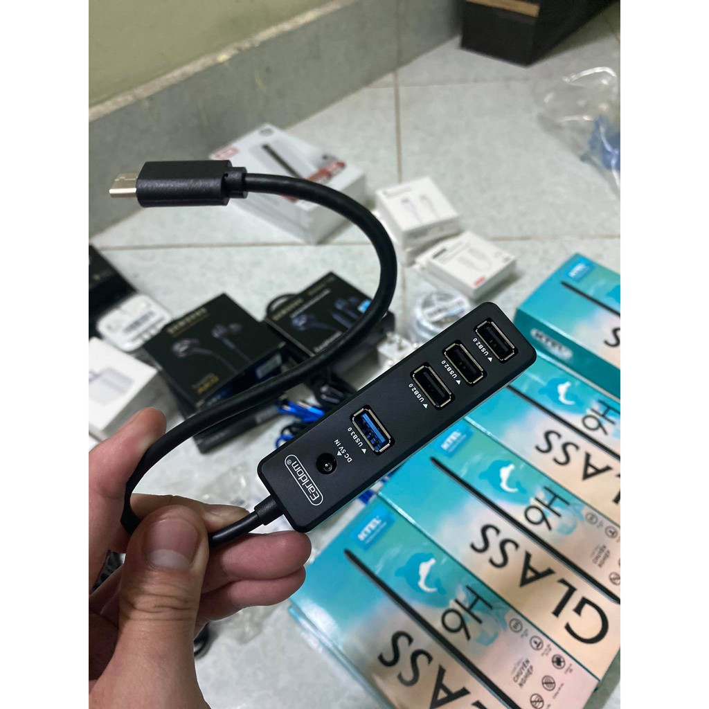 [Ổ Cắm]💥𝐂𝐇𝐈́𝐍𝐇 𝐇𝐀̃𝐍𝐆💥 USB Earldom HUB - 08 Type C (Hỗ Trợ 3 Cổng USB 2.0 và 1 cổng USB 3.0)