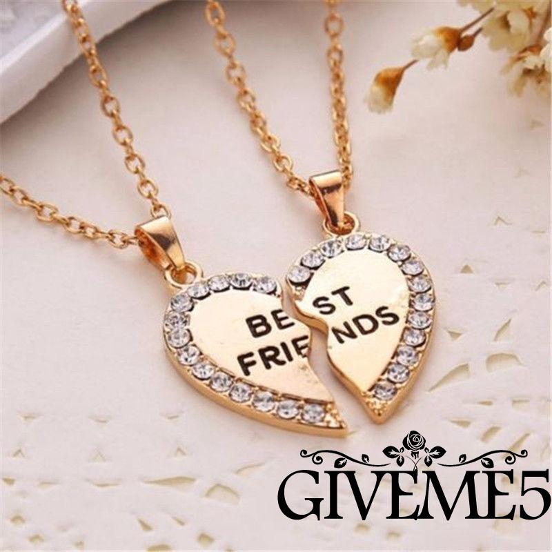 Dây chuyền tình bạn mặt trái tim đôi khắc chữ Best Friend Forever đính đá