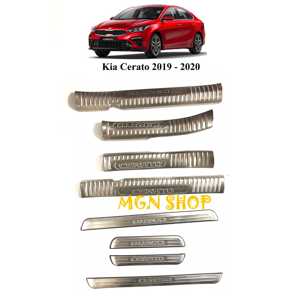 [Ốp bậc bước chân] [Kia Cerato 2019 - 2020] [bên trong - bên ngoài] inox