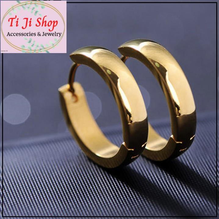 BÔNG TAI INOX KHOEN TRÒN MÀU VÀNG CAO CẤP -     đụng