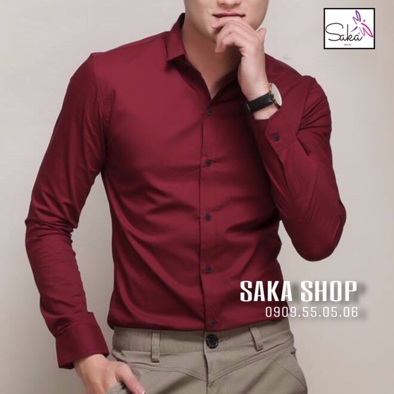 Áo sơ mi trắng nam tay dài công sở nhiều màu vải kate lụa
