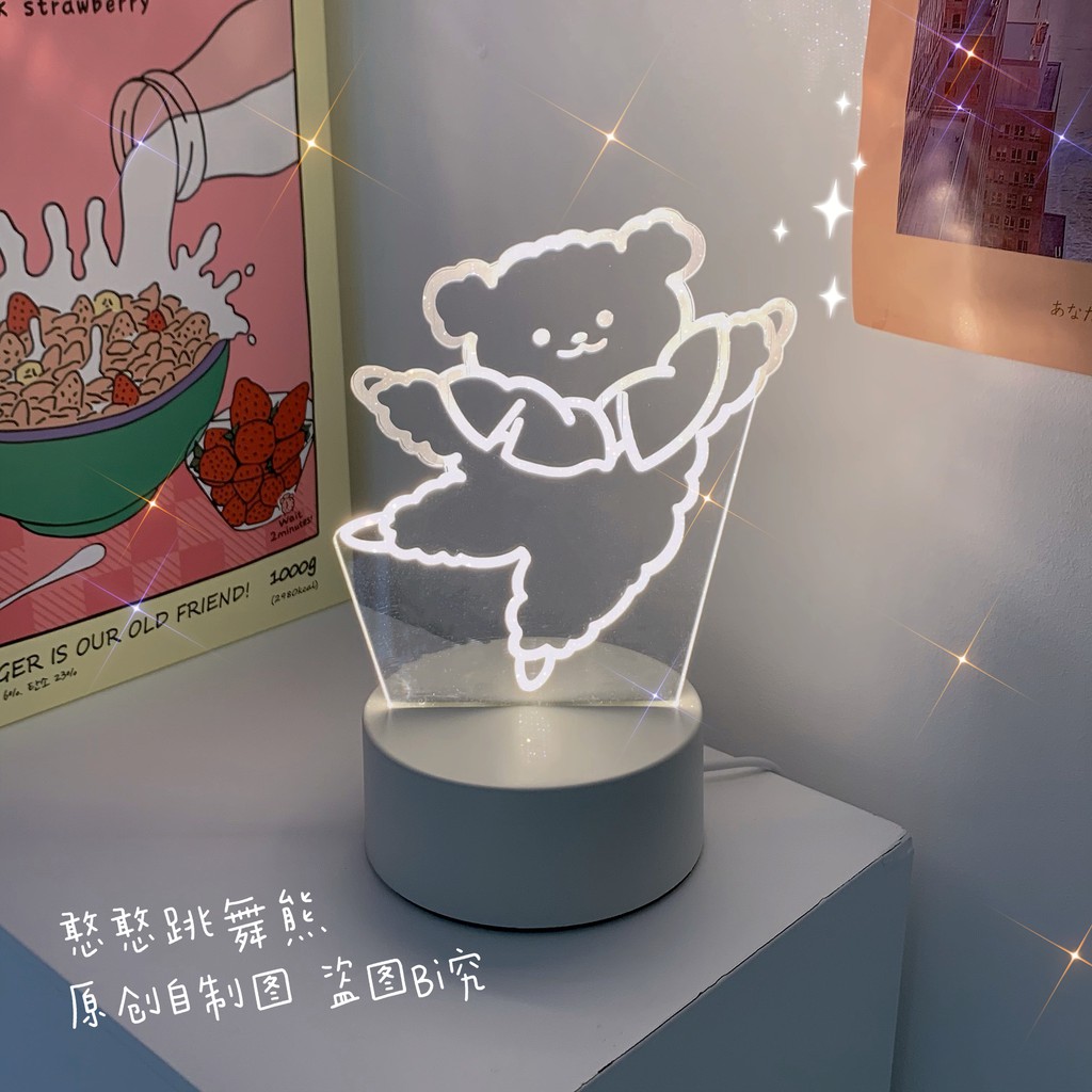 Đèn ngủ để bàn hình Gấu HanHan siêu dễ thương (Cổng USB)