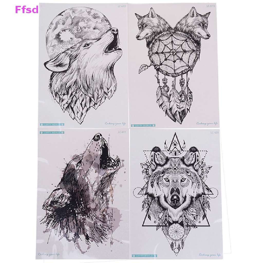 Hình Xăm Dán Tạm Thời Hình Sói Chống Nước Cho Nam * Bán Nóng