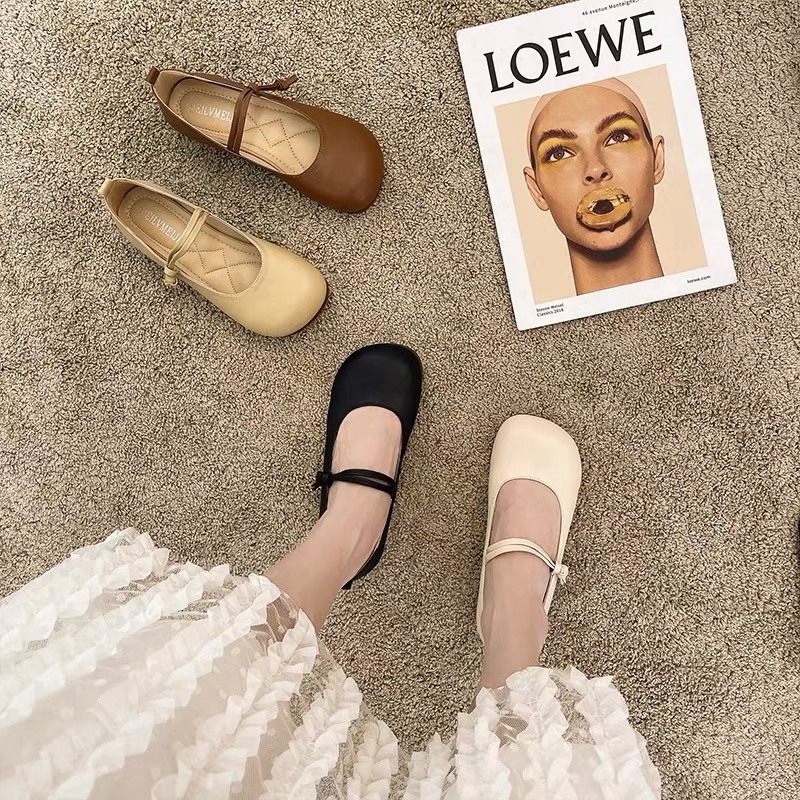 Giày búp bê da mềm mũi tròn mã 1819