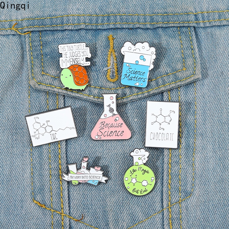 Ghim cài áo Miss Zoe hình ống nghiệm phân tử hóa học hoạt hình đáng yêu cho trẻ em