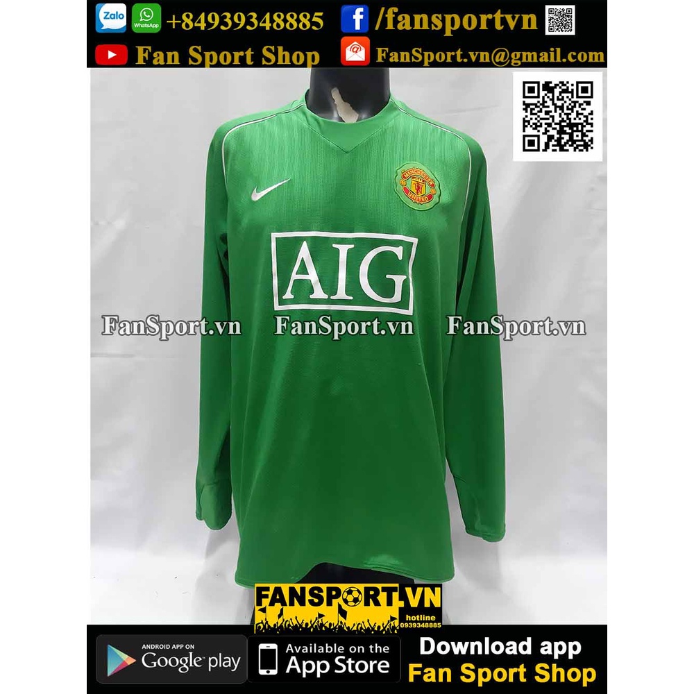 Áo thủ môn bóng đá GK Van Der Sar 1 Manchester United 2007 2008 green goalkeeper shirt