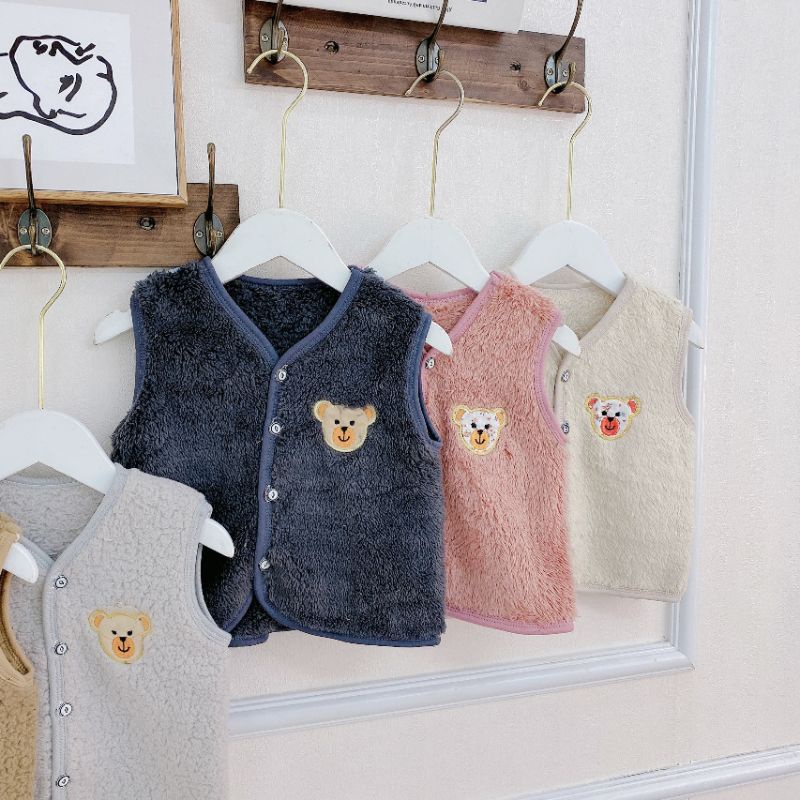 Áo Gile Lông Cừu Siêu Nhẹ Mềm Ấm Cho Bé 3-10kg / Nhiều Mẫu