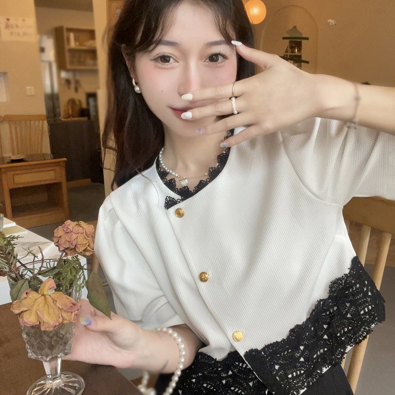 Áo Cardigan Dệt Kim Tay Ngắn Cổ Tròn Thời Trang Cho Nữ