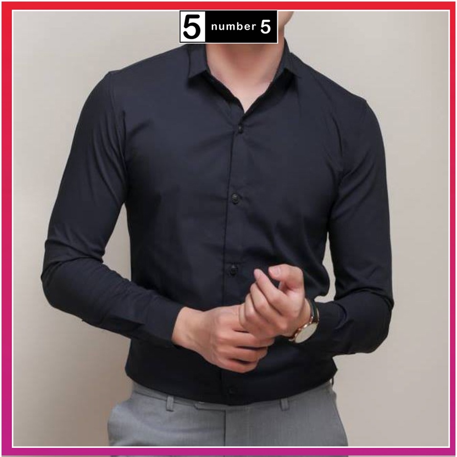 Áo Sơ Mi Nam Dài Tay Vải Cotton Lụa Trơn Mát Dáng Hàn Không Nhăn Không Xù Thanh Lịch [ATS]