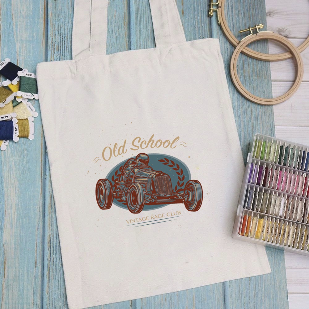 Túi vải túi Tote CAR DESIGN - Mẫu 9 vải canvas dày đẹp cho nữ có khóa miệng đi học đi chơi. In hình theo yêu cầu